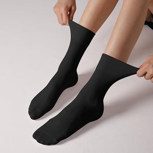 ANDERE ARTE Womens Viscose Bamboo Crew Socks Casual Calf Dress Socks Soft Above Ankle Sock 3-5 Pairs thumbnail 2