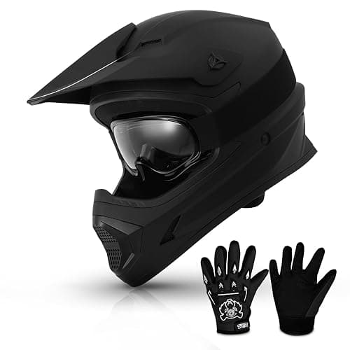 TCMT Youth Kids Dirt Bike Helmet DOT Approved Full Face Motocross Gear | 4-In-1 Set Includes Goggles, Gloves and Carry Bag, Adjustable Visor, Washable Liner, Lightweight, For ATV,UTV - Image 1