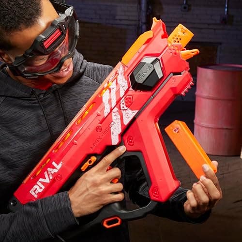 Nerf Perses Mxix-5000 Rival Motorized Blaster (Red) - Fastest Blasting Rival System, up to 8 Roundsper S - Rechargeable Battery, Quick-Load Hopper thumbnail 4