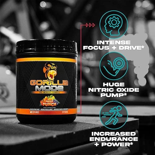 Gorilla Mode Pre Workout - Massive Pumps · Laser Focus · Energy · Power - L-Citrulline, Creatine, L-Tyrosine, Betaine, Hydroprime®, Alpha-GPC, 400mg Caffeine, Huperzine A - 620g (Bombsicle) thumbnail 3