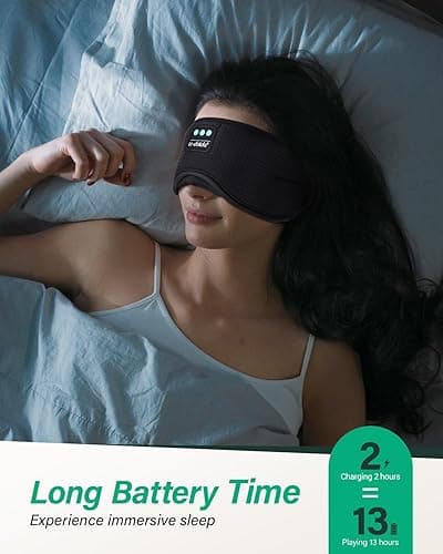 LC-dolida Sleep Headphones, White Noise Bluetooth Sleep Mask 3D Wireless Eye Mask Sleeping with Timing, Sleep Mask with Bluetooth Headphones for Side Sleepers Travel Yoga, Cool Gifts Men Women - Cool Black thumbnail 6