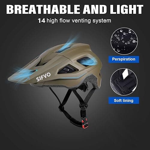 Mountain Bike Helmet with Detachable Visor, SIFVO Bike Helmet for Men and Women MTB Helmet, Adjustable Adult Bike Helmet, 57-59cm thumbnail 4