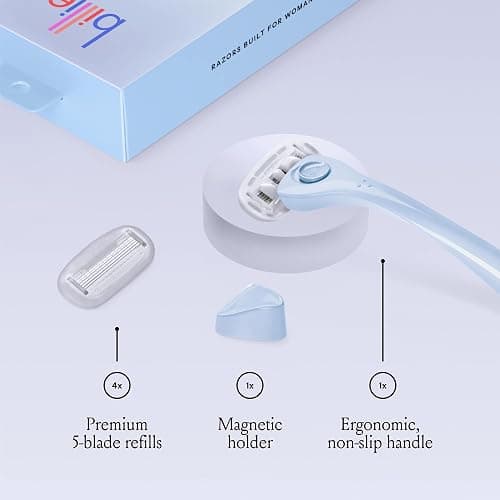 Billie Razors for Women Shave Kit – Women’s Razor + 4 x 5-Blade Razor Refills + Magnetic Holder – Cool Blue thumbnail 2
