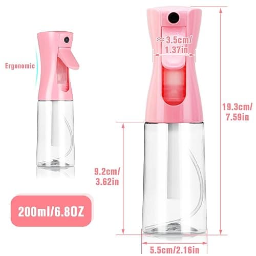 Fine Mist Spray Bottle for Hair, Skincare, Plant Care, Pet Grooming, Cleaning and Disinfection - Ultra-Fine Continuous, Refillable Container (1Pcs Light Pink 6.8oz) - Lightpink thumbnail 2