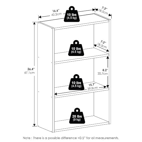 Furinno Basic DVD Shelf, 3-Tier CD Rack, Cube Storage, White | 7 x 17 x 26, Open Shelf for DVD Blueray Game Disc, Organizer Media Shelf, for Living Room, Bedroom, Home Office thumbnail 2