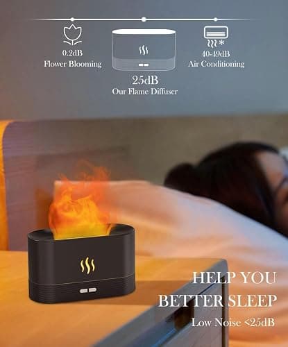 Flame Air Diffuser Humidifier,Upgraded Scent Diffuser for Essential Oils,Ultrasonic Aromatherapy,Fire Mist Humidi with 2 Brightness,Auto-Off Function for Room Home Office(Black) thumbnail 5