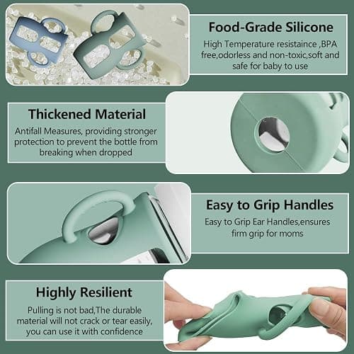 2 Pack Silicone Sleeves with Easy-Grip Handle for Avent Natural Glass Bottles, Anti Breakage Baby Bottle Holder, Compatible with Philips Avent Glass Natural Bottle 8 oz, Not for Infant Use thumbnail 3