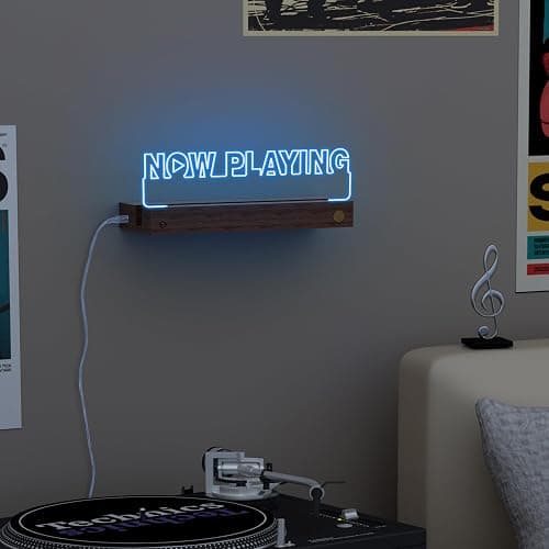 OkiyiD Light Up Now Playing Vinyl Record Stand Wall Mount, Record Holder Wall Display Decor, LED Wooden Base 16 Color Changing with Remote Control,Vinyl Album Storage Gifts for Music Lovers Room Decor thumbnail 4