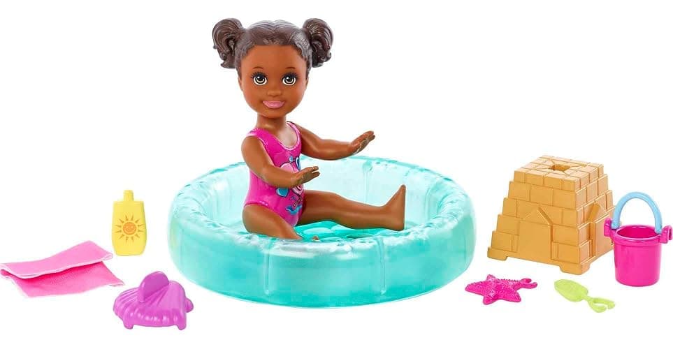 Barbie Skipper Babysitters Inc Small Doll & Accessories Playset with Brunette Doll, Swimming Pool & Water-Themed Pieces thumbnail 2