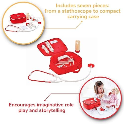 Hape Wooden Doctor on Call Role Play with a Carrying Case| Pretend Doctor Kit for Toddlers Age 3 Years and Up thumbnail 3
