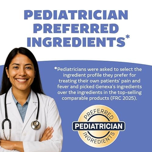 Genexa Children's Clean Acetaminophen | Pediatrician Preferred Ingredients | Pain & Fever Reducer for Kids | Dye Free, 0% Artificial Additives | Ages 2-11, Delicious Organic Blueberry Liquid, 4 fl oz thumbnail 3
