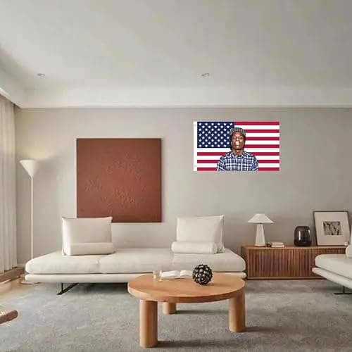 MAGJIUKE Rapper Rocky American Flag Tapestry 3x5 Ft - rap Asap USA Poster for Bedroom Living Room Funny Decor thumbnail 4