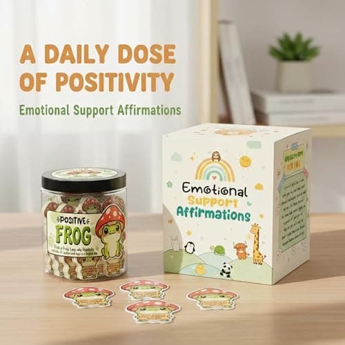 DEARMINE Positive Frog Jar with 60 Affirmation Cards, Emotional Support Gift, Christmas Home Office Decoration, Frog Gifts for Women, Teens, Teachers, Coworkers, Friends, Men thumbnail 2