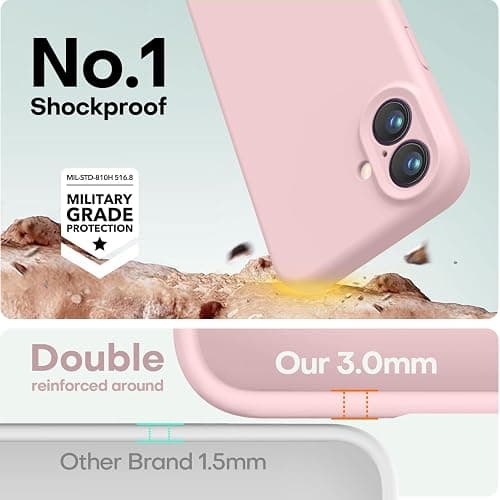 LOVE 3000 Designed for iPhone 16 Case, Premium Silicone with [Soft Anti-Scratch Microfiber Lining] Shockproof Protective Phone Case for Men Women Girls 6.1", Chalk Pink thumbnail 4