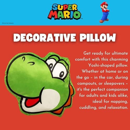 Nintendo Super Mario Yoshi Gaming Bedding Super Soft Plush Decorative Pillow, One Size, (Officially Licensed Product) by Franco thumbnail 3