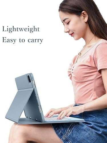 Touchpad Keyboard Case for iPad Air 11 inch (M3,M2)/ iPad Air 5th/4th Generation 10.9 inch Case with Cute Round Key Detachable Color Trackpad Keyboard (Blue) thumbnail 5