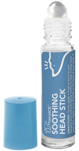 TheraICE Soothing Head Stick 10 ml (.33-Oz) Essential Oil Roll on Aromatherapy: Peppermint, Spearmint, Lavender, Chamomile, Rosemary, Eucalyptus. Metal Roller. USA Made - Image 1