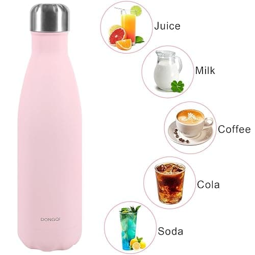 Gourde Isotherme 500ml, Gourde Isotherme Réutilisable en Acier INOX,Gourde isotherme étanche sans BPA, Double Paroi Isolée sous Vide, Maintien Chaud de 12 Heures & du Froid Jusqu’à 24 Heures (Rose) thumbnail 4