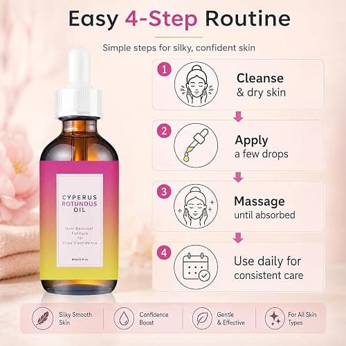 Cyperus Rotundus Oil – Natural Cattail Oil for Smoother, Hair-Free Looking Skin | Gentle, Moisturizing Formula for Face, Arms & Legs 60ml (2-Pack) thumbnail 3