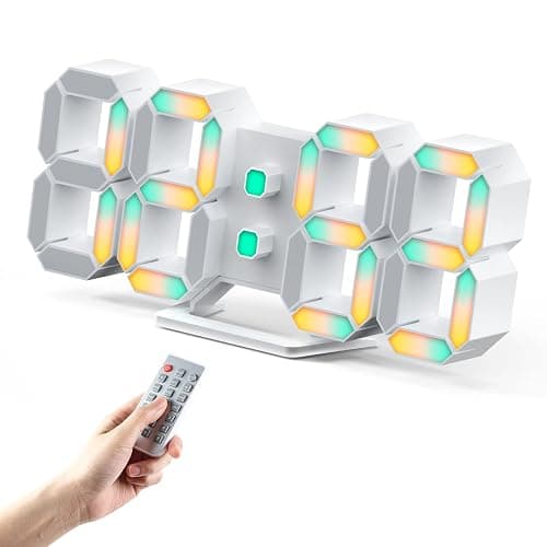 EDUP HOME 3D LED Neon Digital Desk Wall Alarm Clock RGB Night Light 7 Colors 9.7" with Remote Control for Bedroom/Living Room/Kitchen/Office, Adjustable Brightness,12/24 Hr, Time/Date/Temperature thumbnail 5