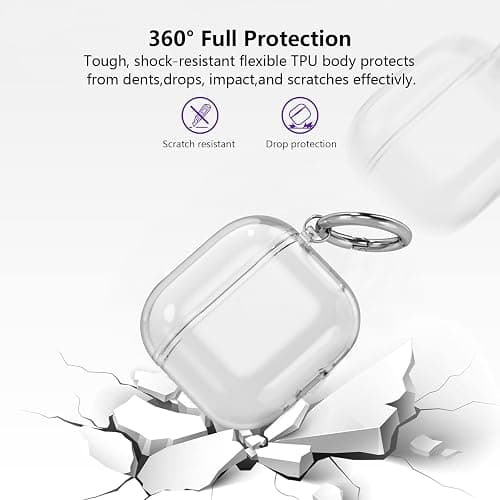 Aircawin for Airpods 4 Case Clear 2024,Full Protective Skin for Airpods 4th Generation Case Cover,Soft Transparent Shockproof TPU Protector for Airpods 4 Gen Cover with Keychain-Crystal thumbnail 4