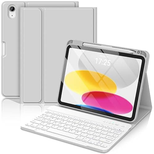 BQSS for iPad (A16) 11th/10th Generation Case with Keyboard, Gray | Detachable Bluetooth Keyboard Case with Pencil Holder for iPad 11-inch (A16) 2025 10th Gen 10.9 Inch 2022, Auto Wake/Sleep - Image 1