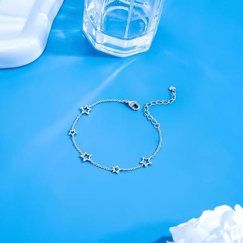 JSGEMSLEE Love Heart Star Butterfly Bracelet for Women Stackable Silver Chain Link Bracelets for Women Trendy Thanksgiving Christmas Gifts Jewelry thumbnail 5