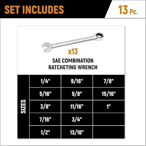 GEARWRENCH 13 Piece 12 Point Ratcheting Combination Wrench Set SAE | 9312 thumbnail 3