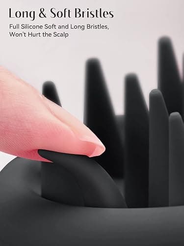 HEETA Scalp Massager Hair Growth, Scalp Scrubber with Soft Bristles, Integrated Silicone Design, Exfoliator for Dandruff Removal & Relaxation, Shampoo Brush Fit Wet Dry Hair Use, Black thumbnail 2