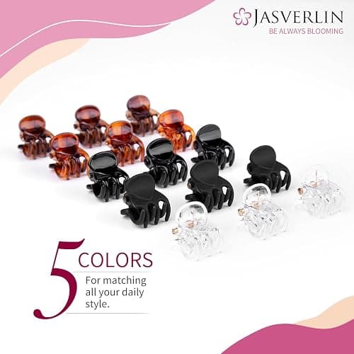 JASVERLIN Small Hair Clips Tiny Claw for Fine Thin Hair, Women Little Girl Plastic Mini Accessories Clam Clip Styling, Non-Slip Strong Grip Jaw 50pcs (Matte Black) thumbnail 7