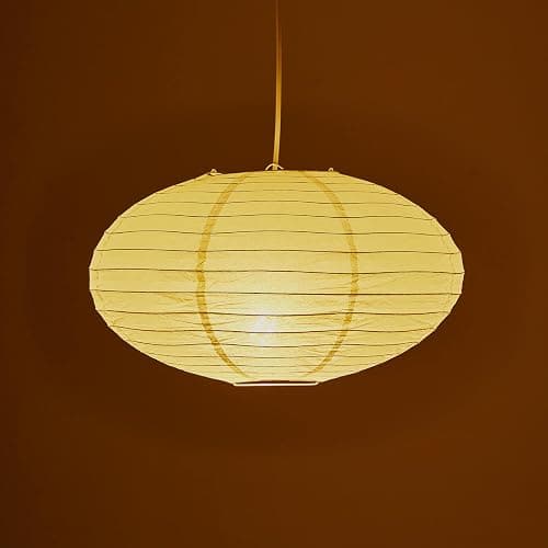 FEHEED 16" Oval Plug in Pendant Light Fixture,15 Ft Hanging Paper Lantern Oval White Paper Lamp Hanging Pendant Light with On/Off Switch for Birthday Wedding Living Room and Home Decor thumbnail 5