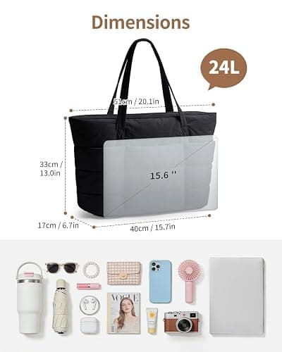 Narwey Tote Bags for Women, Puffer Work Tote Bag Women for Travel, Gym, Beach, Nurse with Cup Holder & Laptop Compartment thumbnail 8