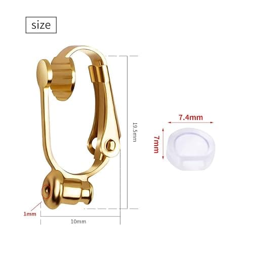 Aylifu Clip-On Earring Converters - 12 Non-Pierced Earring Clips, Silicone Pads for Jewellery Making - Silver and Gold thumbnail 6