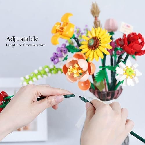 Mini Bricks Flower Bouquet Building Sets, Artificial Flowers, 553 Pieces Botanical Collection for Ages 8-12 yrs Old Girl for Gift (Not Compatible with Set) thumbnail 8