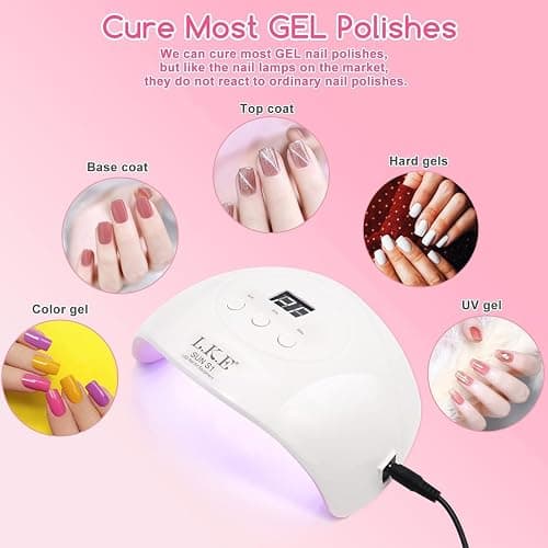 Wisdompark 72W UV LED Nail Lamp, UV Light for Gel Nails with 15 Beads Curing lamp 3 Timer Nail Dryer, LCD Display, Auto Sensor, Professional Nail Lamps for Gel Polish for Advanced DIY at Home thumbnail 2