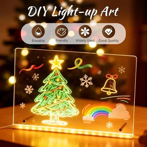 LED Note Board with Colors, 2026 New Led Drawing Board Acrylic Dry Erase Signage Board, Glowing Acrylic Message Marker Board Light up Dry Erase Board with Stand and 7 Colored Pens (A-5.9 * 5.9in) thumbnail 3