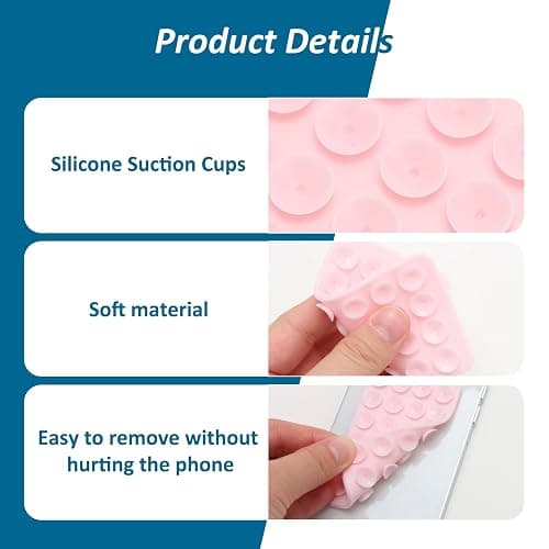 3PCS Phone Suction Pad Sticky Case for Wall Phone Holder Sticky Case Double Sided 24 Suction Pad Anti-Slip Hands-Free for Shower Mirror Glass Car Selfies Videos (Black White Pink) thumbnail 3