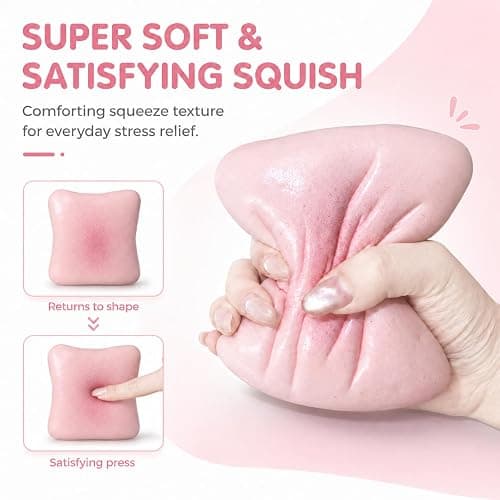 Sticky Bread Squishy Fidget Toys,Slow Rising Butter Squishy Toy,Moist and Soft Stress Toast Balls,Stress Relief & Fidget Toys for ADHD,Party Favor Gift (Pink A-1pcs) thumbnail 2