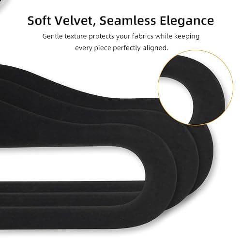 Velvet Pants Hangers, 10 Pack Non-Slip Open Ended Hangers with 360° Swivel Hook Slim Space Saving Jeans Hangers for Pants, Scarves, Ties, Towels, Black thumbnail 5