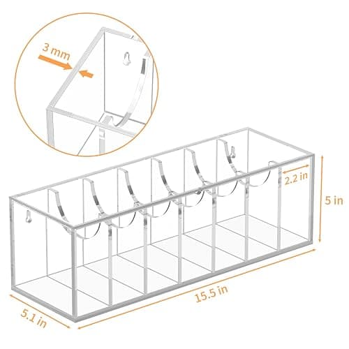 FEMELI Belt Organizer, Acrylic Belt Storage for Closet with Dust Cover, 7 Compartments Belt Container Display Holder for Drawer, Clear Belt Tie Case for Women Men Home thumbnail 2