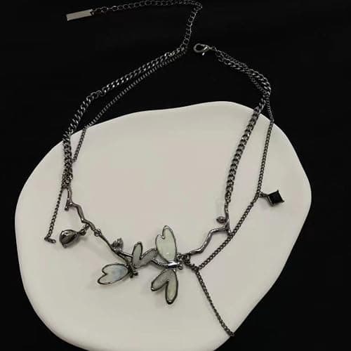 Zurlcdye Dragonfly Choker Necklace Vintage Luna Moth Necklace for Women Water Drop Geometric Pendant Jewelry Party Outfits Accessories Inspired Gifts thumbnail 4