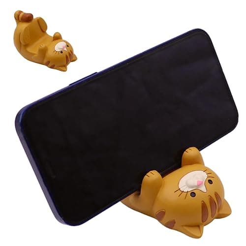 Eysinyge Resin Cat Figurine Phone Stand - Sturdy Design to Hold Smartphones Without Tipping, Cute Phone Holder Gift for Cat Lovers, Desk Decor Accessory 5.7 oz 3.3 x 2.3 x 2.0 in - Image 1