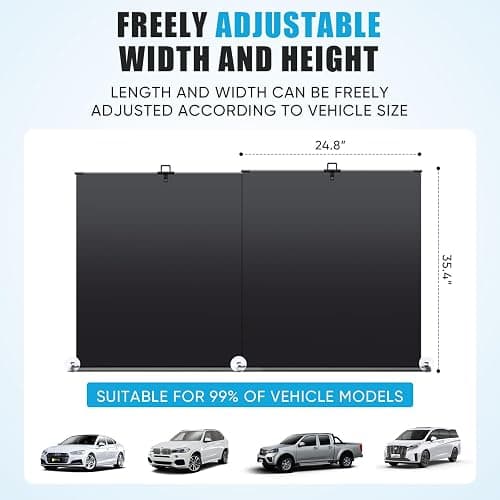 Automatic Retractable Car Sunshade, 2025 New Adjustable Auto Windshield Sun Shade, 35x50 inch Suction Cup Sunshade for Various Models, UV Blocking Protects for Drivers thumbnail 3