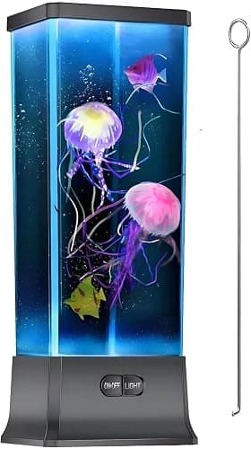 COLORLIFE Electric Jellyfish Tank Table Lamp with Color Changing Light Gift for Kids Men Women Home Deco for Room Mood Light for Relax(Black) - Image 1