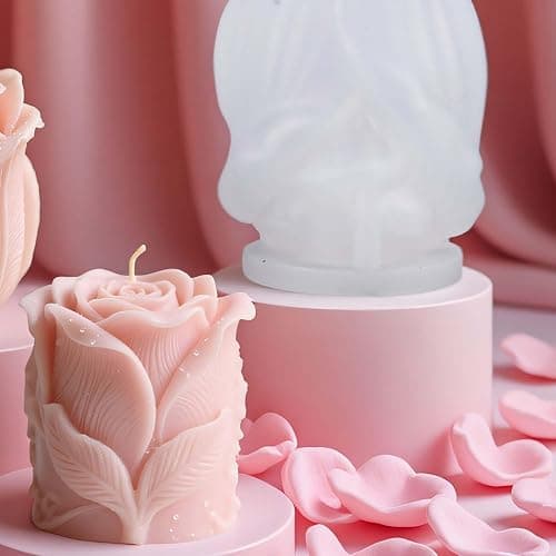 Large Tulip Bud Flower Succulent Leaves Cylinder Molds Silicone Wave Spiral Candle Mold - Silicone Resin Casting Molds for Candle & Resin & Soap Craft Supplies thumbnail 5
