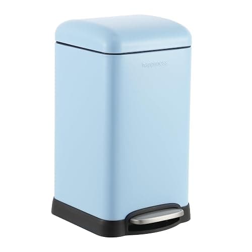 happimess HPM1012H Betty Retro Mini 3.2-Gallon Step-Open Trash Can, Fingerprint Resistant, Modern, Minimalistic for Home, Kitchen, Laundry Room, Office, Bedroom, Bathroom, Tide Pool Blue - Image 1