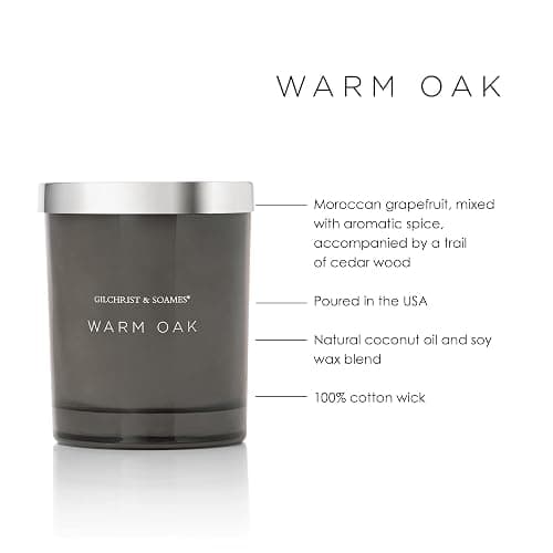 Gilchrist & Soames Warm Oak Luxury Candle (8oz), Grapefruit, Spice, and Cedar Wood - USA Poured, Coconut Oil and Soy Wax Blend, Cotton Wick thumbnail 3