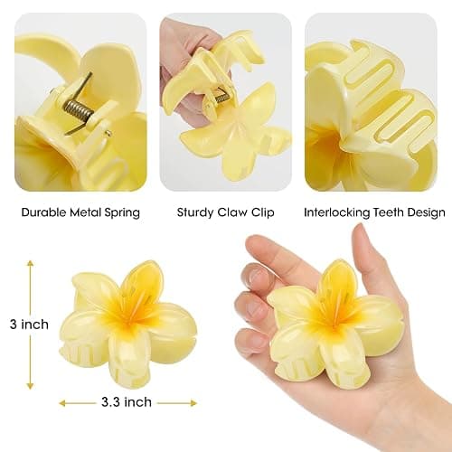 HAPTIME 10 Pack Flower Claw Clips for Women, Preppy Hair Clips, Plumeria Hair Clip, Hawaiian Flower Hair Clips, Gifts for Women Teen Girls thumbnail 2