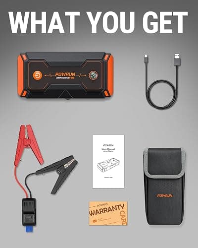 Powrun P-ONE Jump Starter, 2000A Portable Jump Box - Car Jump Starter Battery Pack for up to 8.0L Gas and 6.5L Diesel Engines, 12V Battery Jump Starter with Carry Case (Orange) thumbnail 7