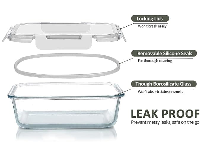 30 Pieces Glass Food Storage Containers  - Microwave, Oven, Freezer and Dishwasher Friendly (White) thumbnail 4
